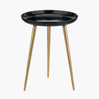 Black Enamel and Gold Metal Side Table