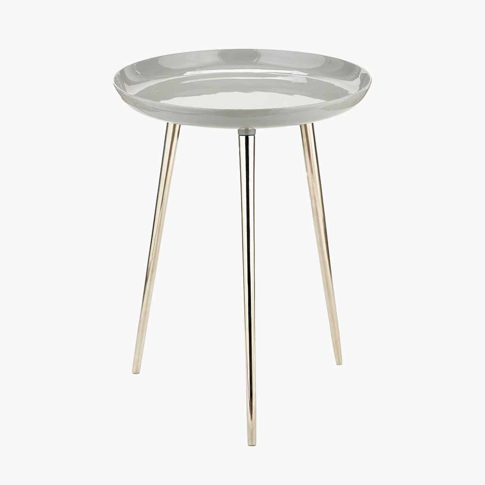 Grey Enamel and Silver Metal Side Table