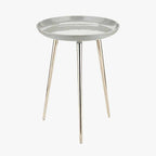 Grey Enamel and Silver Metal Side Table