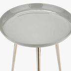 Grey Enamel and Silver Metal Side Table