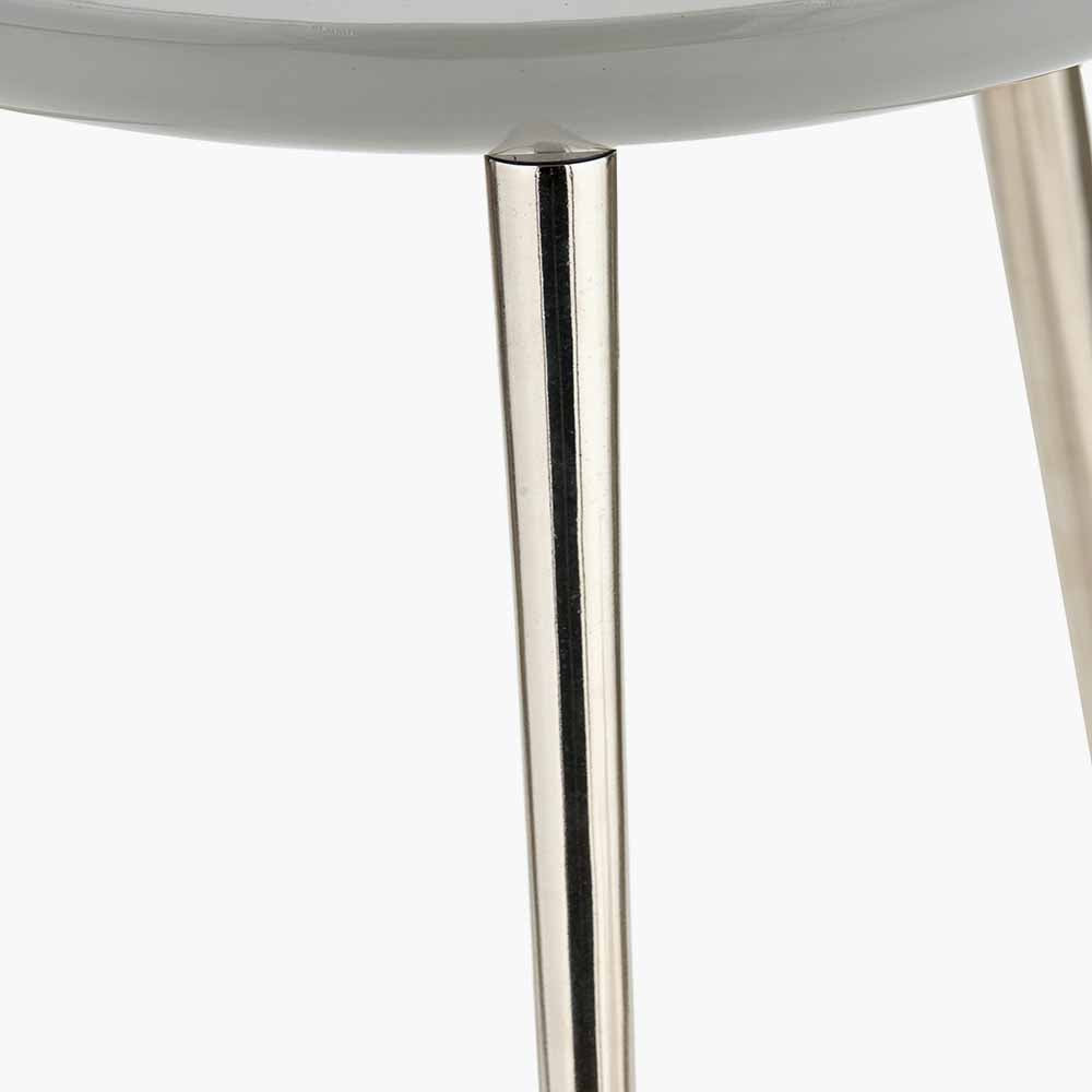 Grey Enamel and Silver Metal Side Table