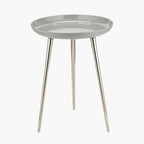 Grey Enamel and Silver Metal Side Table