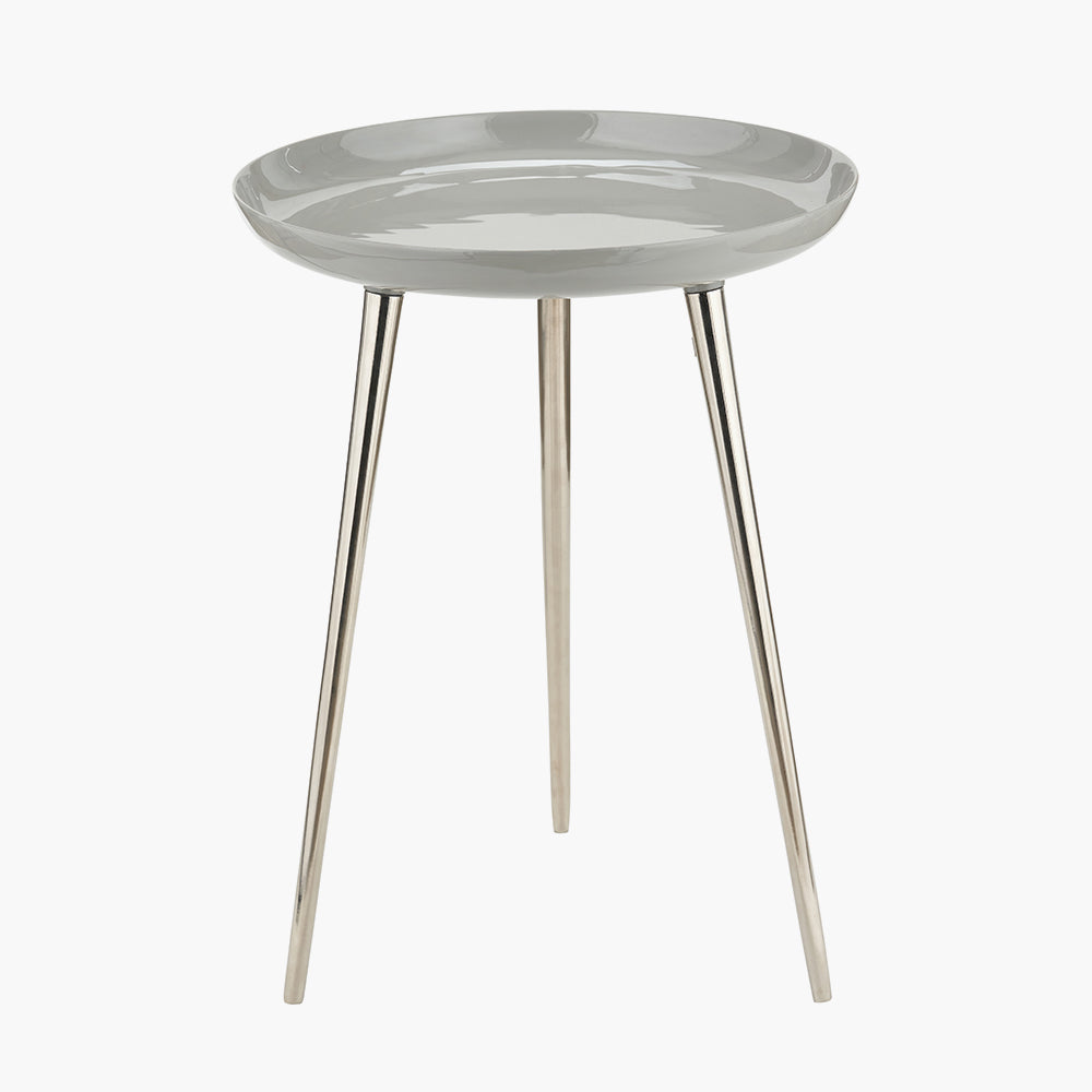 Grey Enamel and Silver Metal Side Table