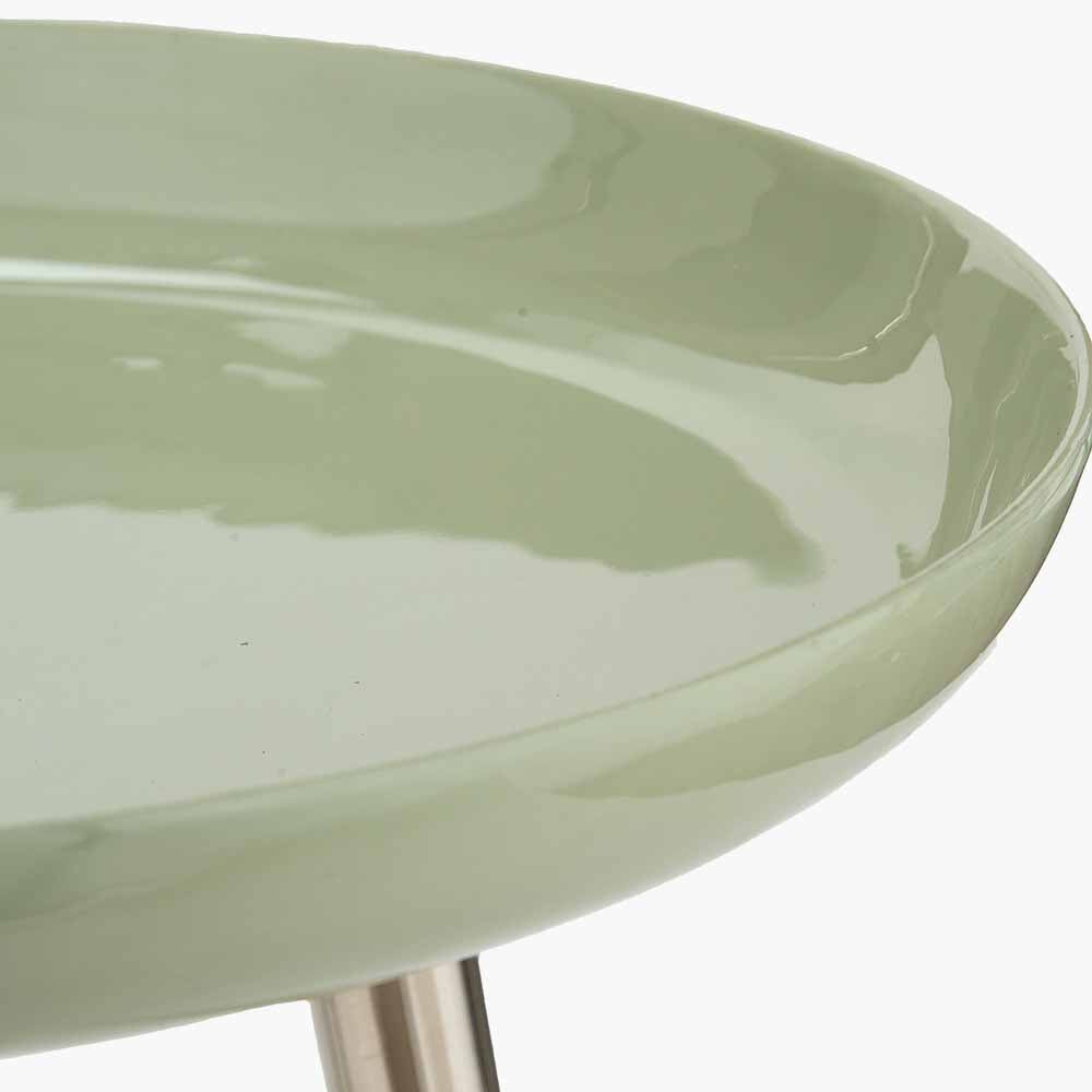 Sage Enamel and Silver Metal Side Table