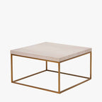 Beige Granite and Burnished Gold Metal Square Coffee Table