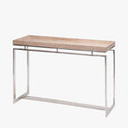 Natural Antique Finish Mango Wood and Silver Metal Console Table