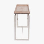 Natural Antique Finish Mango Wood and Silver Metal Console Table