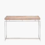 Natural Antique Finish Mango Wood and Silver Metal Console Table