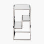 Aleandra Clear Glass and Silver Metal Side Table