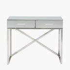 Mirrored Glass and Silver Metal Desk