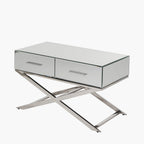 Mirrored Glass and Silver Metal Coffee Table
