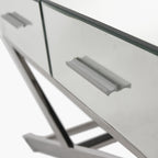 Mirrored Glass and Silver Metal Coffee Table