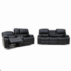 Electric Recliner Sofa Black 2 Seater