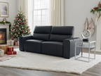 Genuine Leather Electric Recliner Sofa Black 3 Seater
