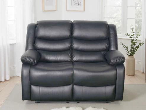 Manual Recliner Sofa Black 2 Seater