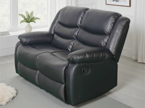 Manual Recliner Sofa Black 2 Seater