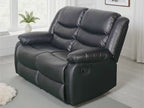 Manual Recliner Sofa Black 2 Seater