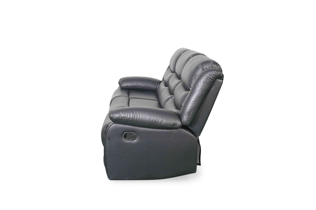 Manual Recliner Sofa Black 3 Seater