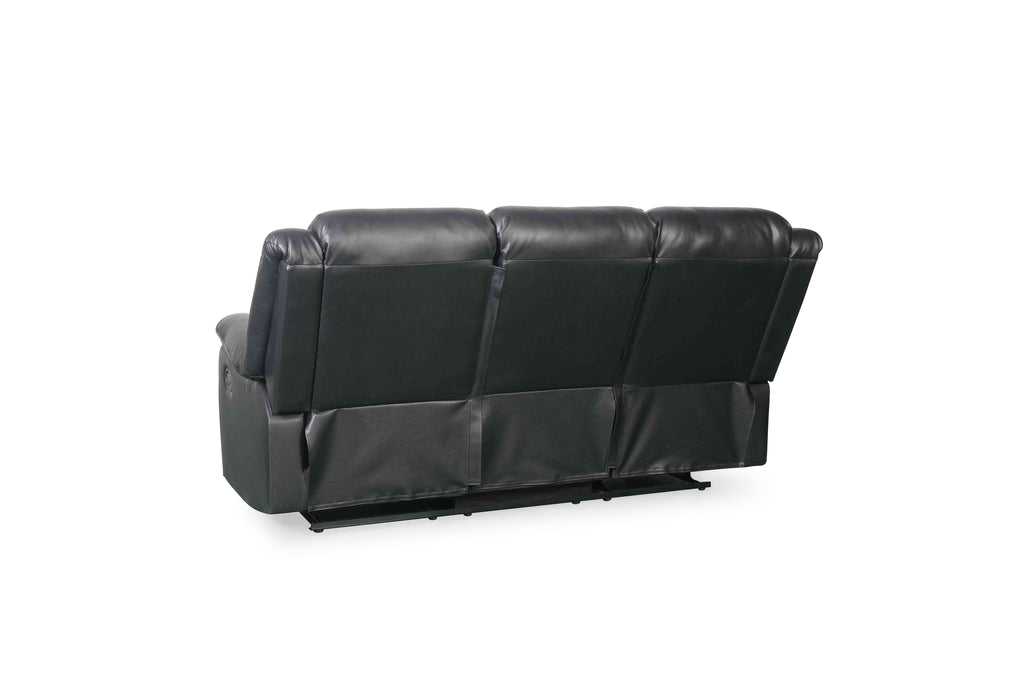 Manual Recliner Sofa Black 3 Seater