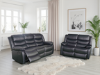 Manual Recliner Sofa Black 3 Seater