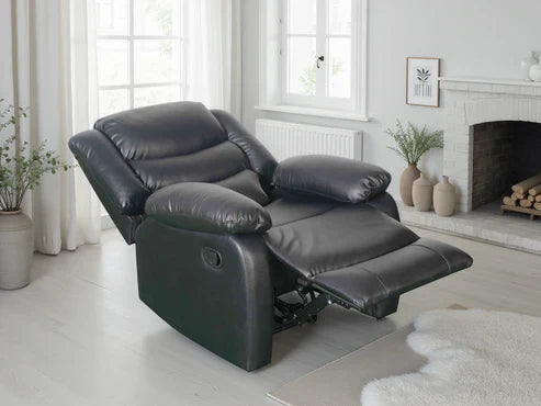 Manual Recliner Sofa Black Armchair