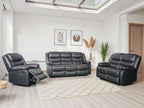Manual Recliner Sofa Black 3 Seater