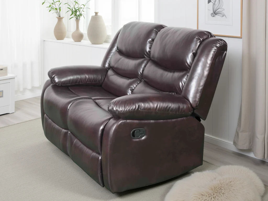 Manual Recliner Sofa Brown 2 Seater