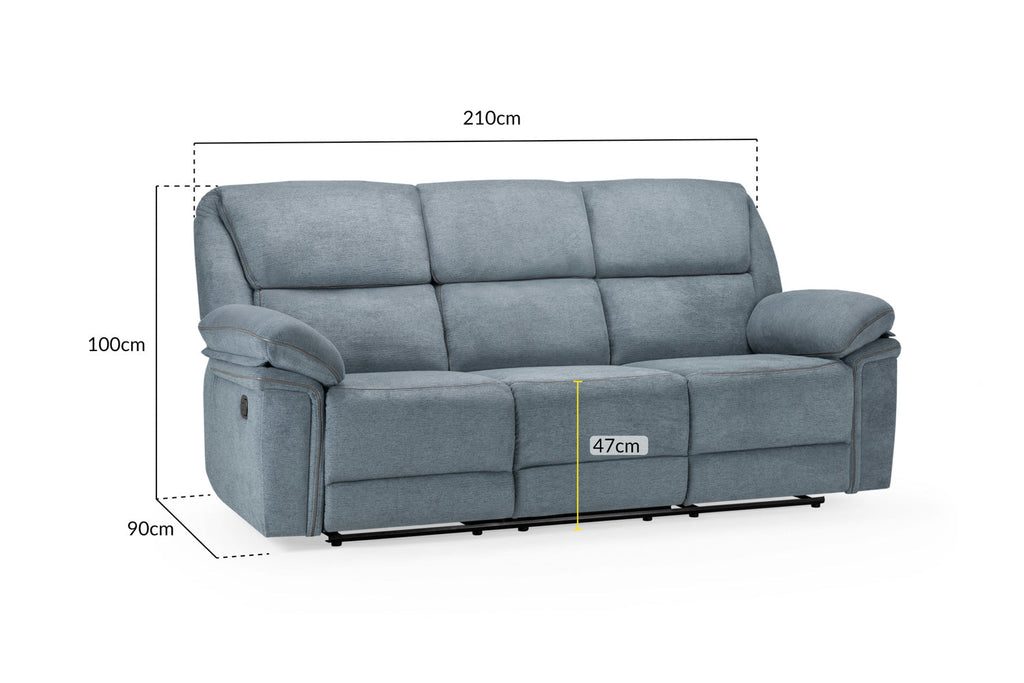 Elio 3 Seater Fabric Manual Reclining Sofa
