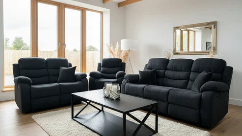 Stanley Manual Recliner Sofa Black 3+2+1 Seater Set