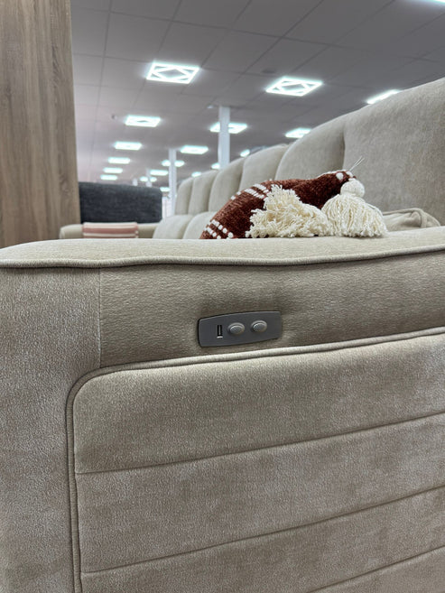 Soho Electric Recliner Sofa Beige 3 Seater