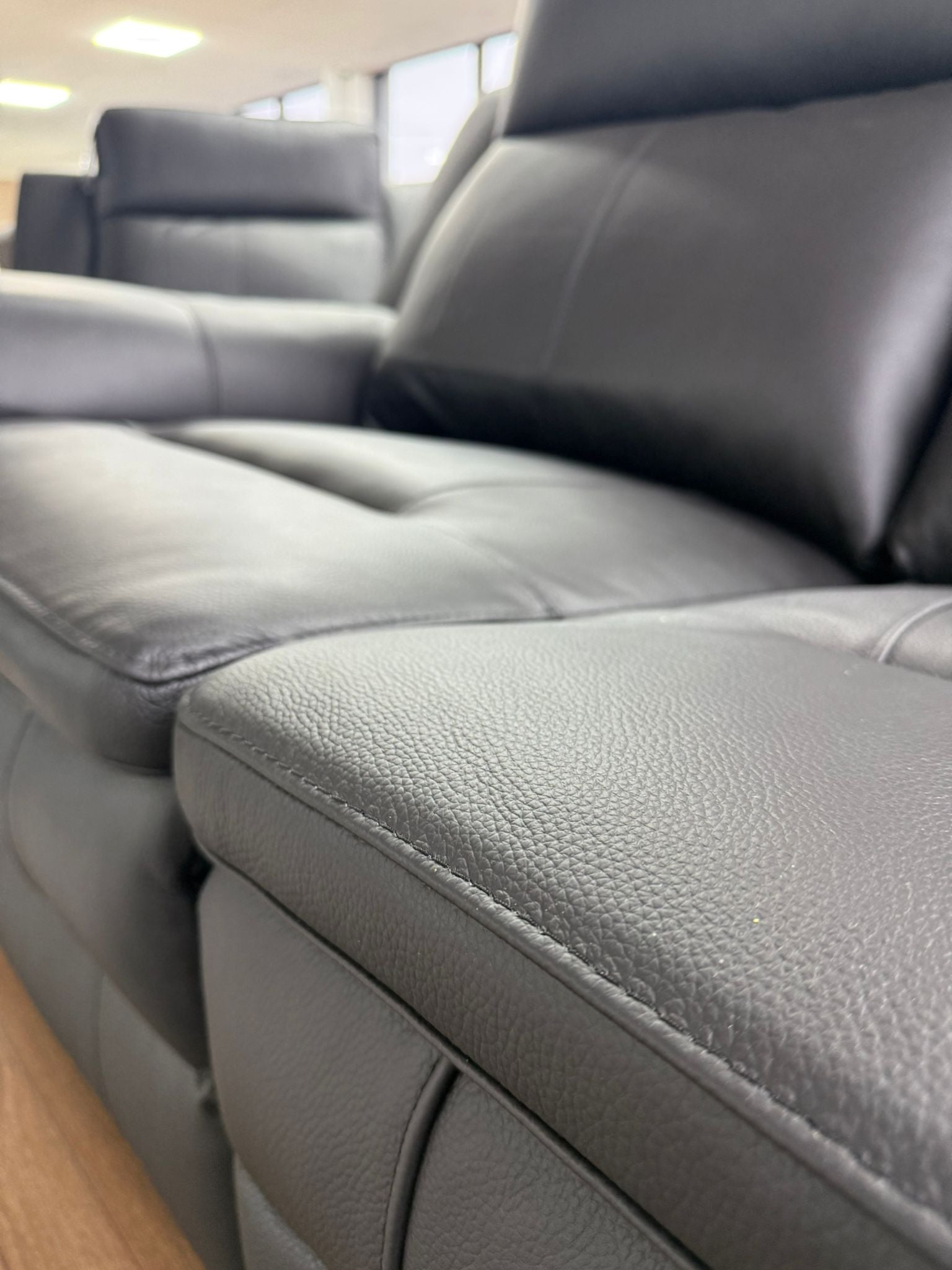 Boston Genuine Leather Electric Recliner Sofa Black 3 Seater