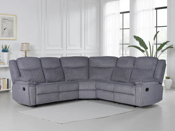 Myra Recliner Sofa Grey Fabric Large Corner