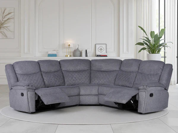 Myra Recliner Sofa Grey Fabric Large Corner
