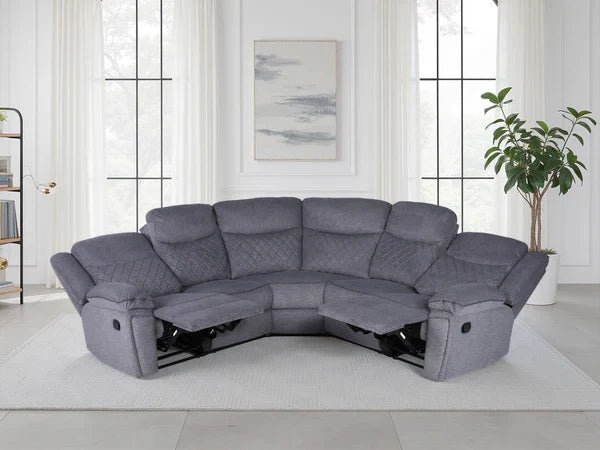 Myra Recliner Sofa Grey Fabric Large Corner