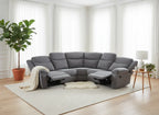 Recliner Sofa Grey Fabric Large Corner