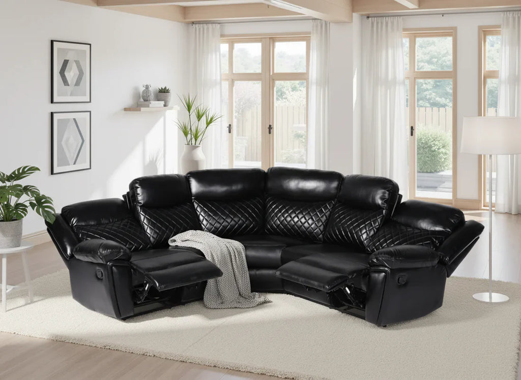 Myra Recliner Sofa Black Large Corner