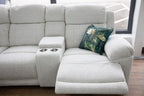 Electric Recliner Sofa Beige Large Corner