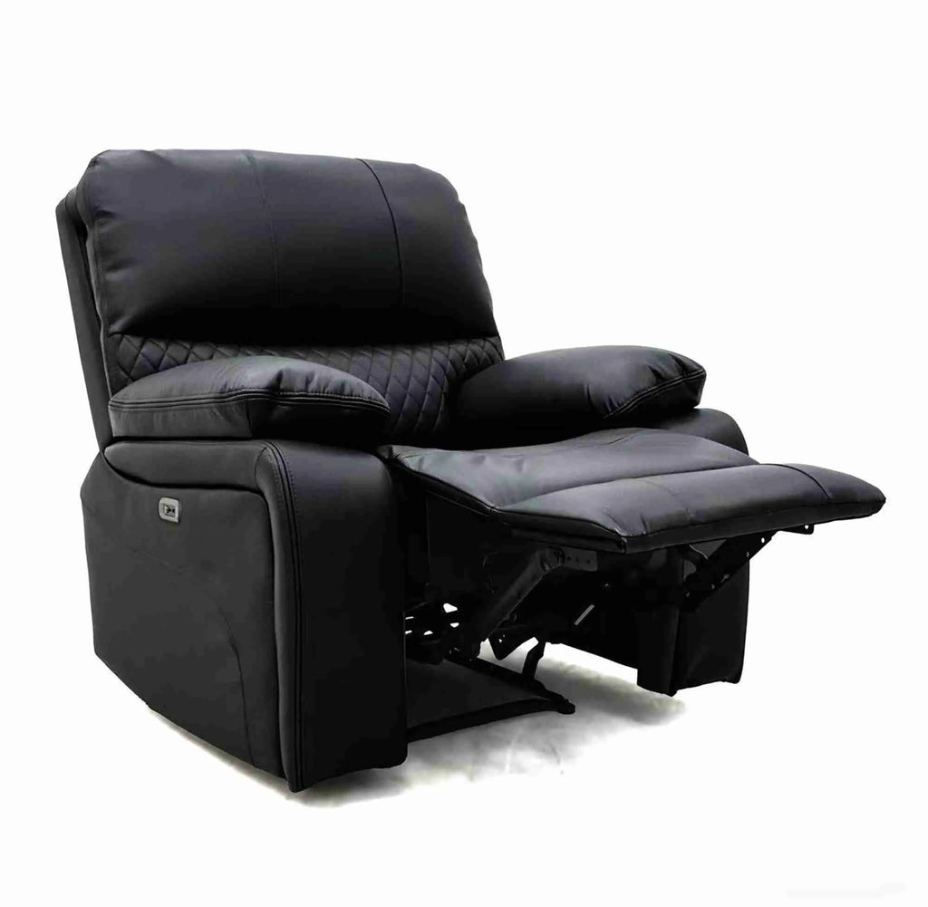 Orla Electric Recliner Sofa Black Armchair Leathair