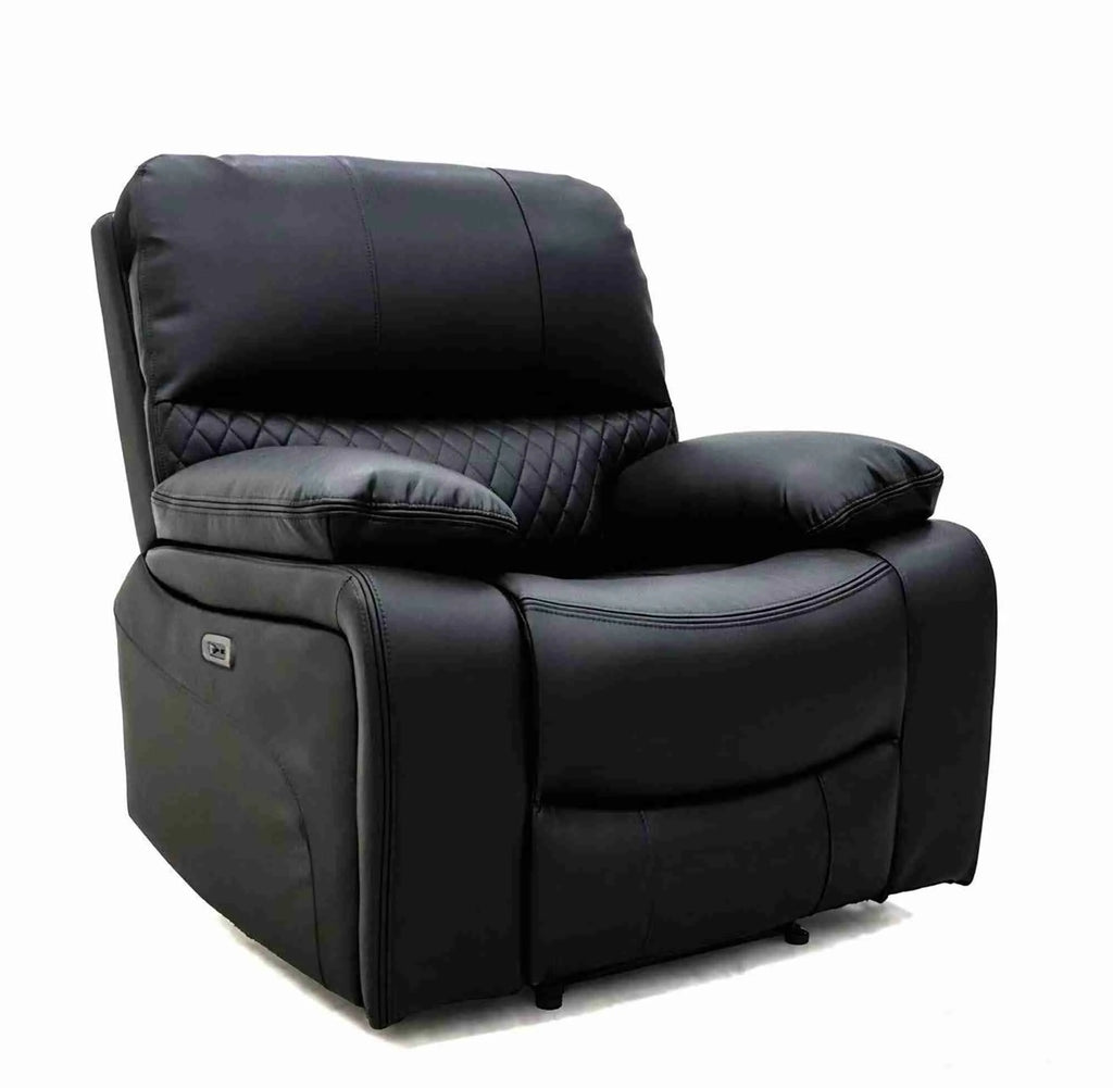 Orla Electric Recliner Sofa Black Armchair Leathair