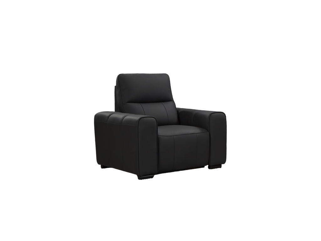Genuine Leather Electric Recliner Sofa Black Armchair