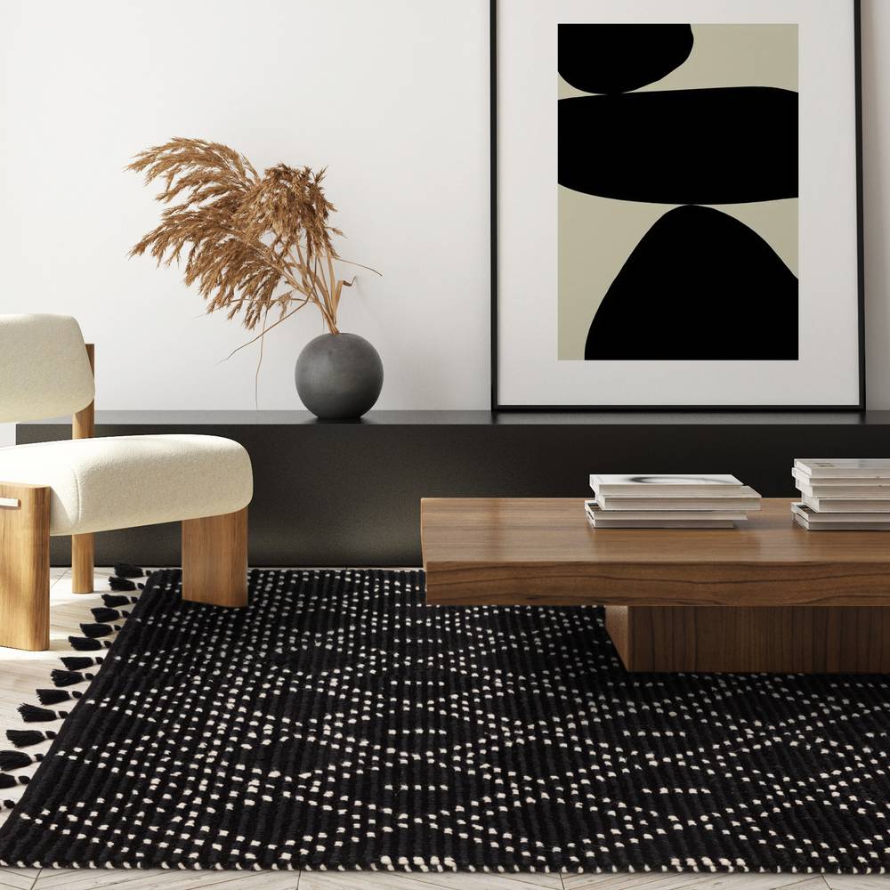 Nepal 120x170cm Black/Cream Diamond Rug Rug
