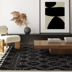 120x170cm Black/Cream Diamond Rug Rug